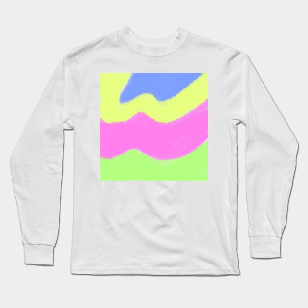 Green yellow pink watercolor art design Long Sleeve T-Shirt by Simplecooldesignss